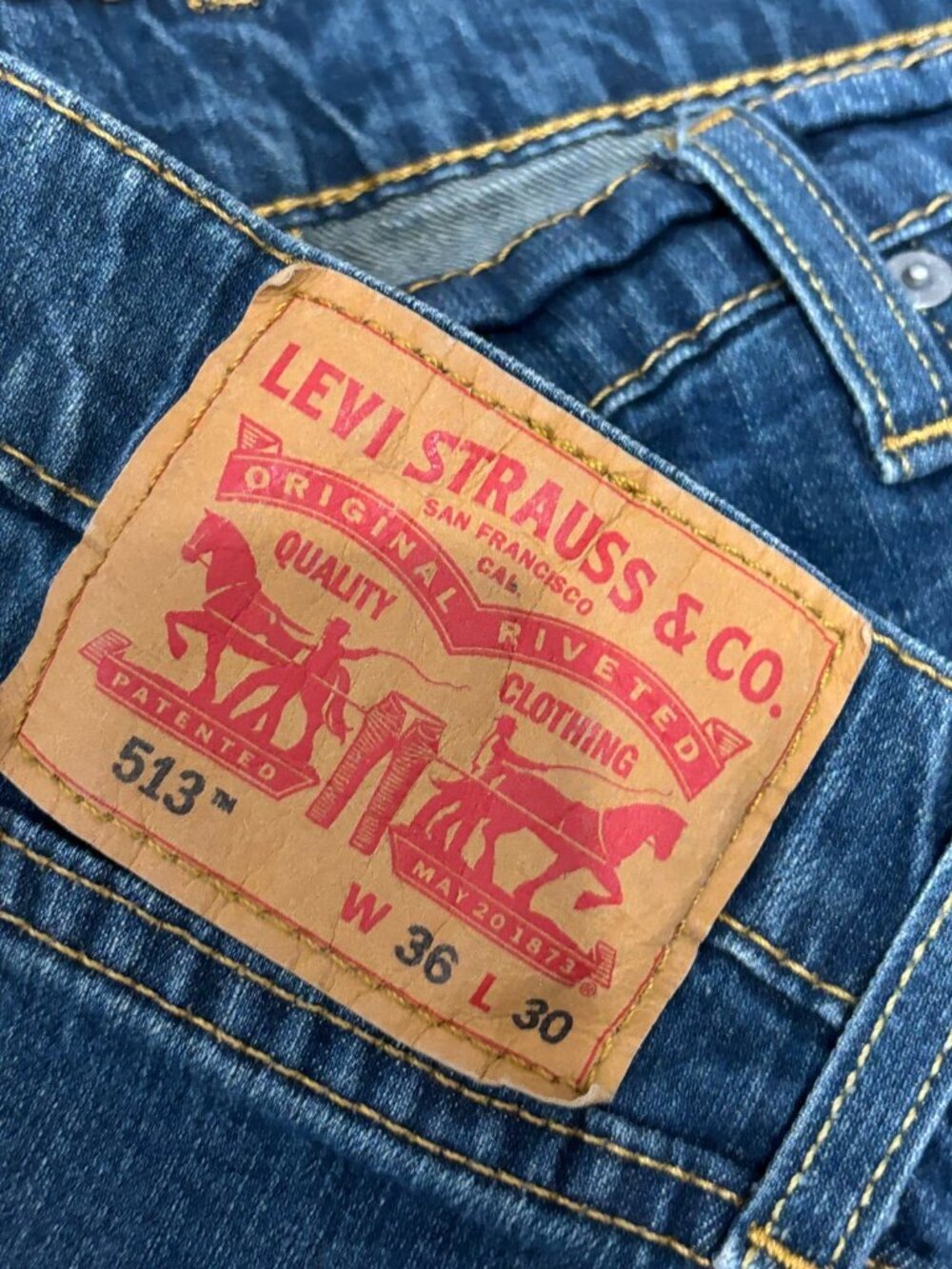 Levi's Mens 513 Slim Straight Jeans Size 36x30 Blue Stretch Cotton Denim - Picture 3 of 7